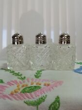 Vintage Glass Salt Pepper Shakers 3pc picture