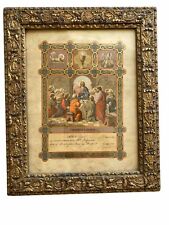 German First Holy Communion  Wood Framed Antique Certificate Albert Enger 1889 picture