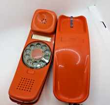 Vintage ITT Retro Orange Rotary Dial Tabletop Phone - Orange Cord picture