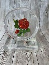 Vintage Rolf Wald Reverse Carved Acrylic Paperweight 3D Rose Lucite Flower picture