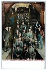 c1910's Just Up Ascending From The Depths Of Copper Mine Calumet MI Postcard picture