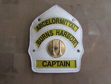 ARCELORMITTAL BURNS HARBOR CAPTAIN FIRE HELMET SHIELD BADGE by PAUL CONWAY NICE picture
