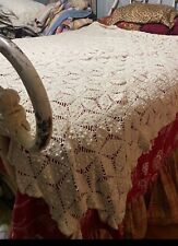 Vintage Crocheted Gypsy Boho Christmas Full Sz Bed Coverlet Quilt Cottagecore picture