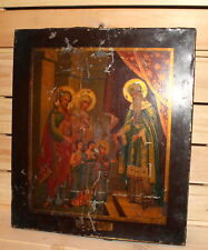 Vintage hand made Orthodox icon Saints Faith, Hope, Charity, Sophia, Nicholas picture