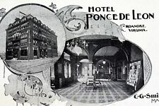 HOTEL PONCE DE LEON circa 1895 Roanoke Virginia Victorian Business Card CG Smith picture