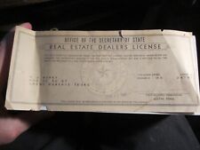 1946 RAY J. MOREY TEXAS REAL ESTATE DEALER'S LICENSE CERTIFICATE - BBA-45 picture