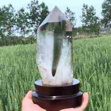 2.31LB Natural Phantom Ghost Obelisk Clear Quartz Crystal Point Tower + Stand picture
