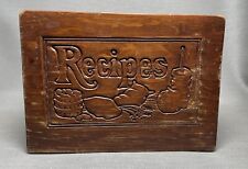 Vintage Wooden  Farmhouse Recipe File Box Impressed in Wood Detail/Cooking Front picture