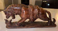 Vintage Carved Tiger Fighting A Snake, Partial Signature and Number picture