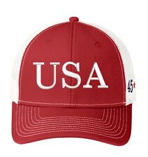 USA Trump Hat 45th + 47th President  Snapback Trucker Mesh Red picture