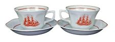 2 Wedgwood Flying Cloud 1851 Flat Cup Saucer Sailing Ship Rust Clipper Nautical picture
