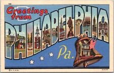PHILADELPHIA PA Large Letter Postcard Liberty Bell Curteich Linen / 1952 Cancel picture
