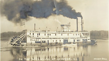 Rare c1920s RPPC Postcard STEAMBOAT ELLEN Steamer River Savanna Illinois IL picture