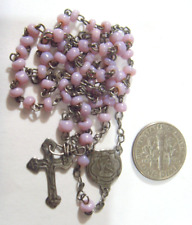 antique catholic Saint Mary rosary European micro Mauve glass beads 53108 picture