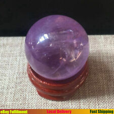 45mm Natural Brazilian Amethyst Sphere Quartz Healing Rock Crystal Ball W/ Stand picture