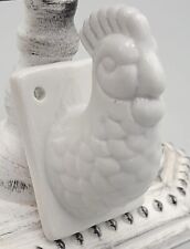 White Ceramic ROOSTER HEAD Chicken Towel Holder 3 X 3 Cottage French Country picture