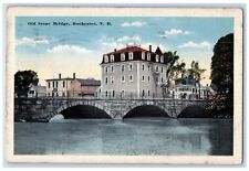1917 Old Stone Bridge River View Building Rochester New Hampshire NH Postcard picture