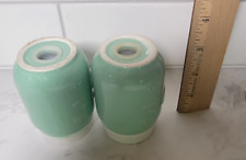 VINTAGE STYLE JADEITE GREEN MILK GLASS SALT and PEPPER SHAKERS Mason Jar Style picture