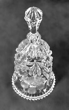 Vintage West Germany Lead Crystal Clear Hand Cut Glass Bell w/Etched Flower 7