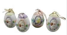 Vintage Bisque Easter Spring Egg Ornaments 4 Total picture