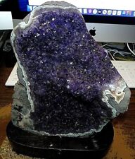 HUGE  AMETHYST CRYSTAL CLUSTER  CATHEDRAL GEODE FROM URUGUAY; WOOD STAND picture