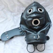 Lockable Faux Leather Gimp Hood Sensory Deprivation Blindfold Adjustable Helmet picture