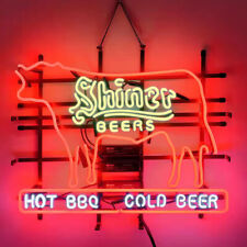 Shiner Beer Hot BBQ Cold Beer Neon Sign Light 24x20 Beer Bar Pub Wall Decor Art picture