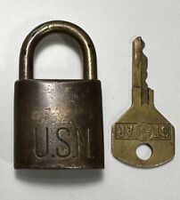 Vintage WW2 Era Wilson Bohannan USN United States Navy Brass Lock 2” W/ Key picture