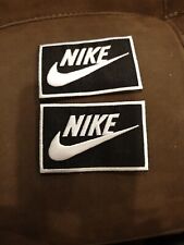 (2)Nike Logo Emblem Embroidered Iron On Patches Black & White  3”x 2” NICE  picture