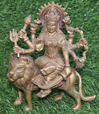 Decorative Vintage Handcrafted Brass Hindu Goddess Durga Maa Religious Statue picture