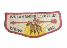 Boy Scout OA Wulakamike Lodge 21 Flap White Bg Red Bdr Vintage Mint picture