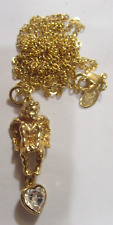 1980s vintage original Kirks Folly gold tone metal Angel Diamante necklace 53070 picture