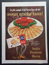 1952 Swift's Premium Bacon Sweet Smoke Taste Campfire Print Ad picture