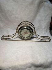 Vintage Mid Century Mastercrafters Electric Mantel Clock Gold Atomic picture