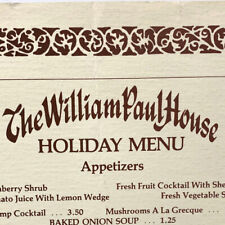 Vintage 1980s The William Paul House Restaurant Christmas Holiday Menu Holden MA picture