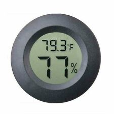 Digital Cigar Humidor Hygrometer Thermometer Temperature Round Black Gauge New picture