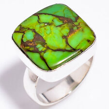 Spiny Green Copper Turquoise Ethnic Style 925 Sterling Silver Ring 7.75 US GSR68 picture