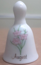 VINTAGE Russ Berrie &Co. Month Of August Miniature 2” Porcelain Bell Collectible picture