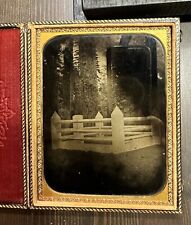 Rare Large 1850s Ambrotype of a Wooded Cemetery / Graveyard picture