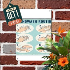 Hand Washing Steps Tin Sign Restroom Bathroom Hygiene Metal Plaque 8x12 picture