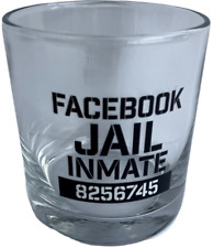 Fun FACEBOOK JAIL INMATE Lowball Whiskey Scotch 11 Oz Ounce Cocktail Drink Glass picture