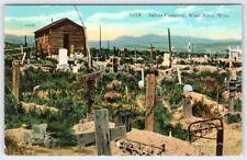 1920's INDIAN CEMETERY WIND RIVER WYOMING BURIAL GROUND VINTAGE POSTCARD picture