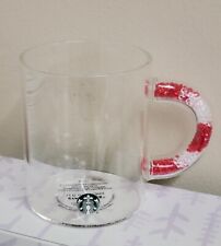 Starbucks 2021 Christmas Holiday Glass Clear Mug Candy Cane -  BRAND NEW picture