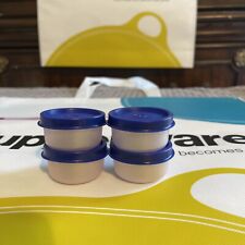New  Set Of 4 Tupperware Smidgets  Pearly White/ Pink W Blue Seals  1 Oz  picture