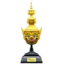 Khon Mask Tossakan Golden Face Model Thai Sculptures Collectible Gift Home Decor picture