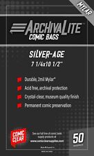 50-pack of Mylar ArchivaLite Comic Bags - Silver Age Size picture