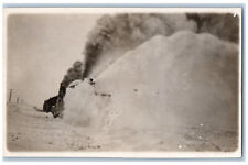 Postcard Locomotive Snow Plow Train 1917 Antique Unposted RPPC Photo picture