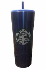 STARBUCKS 24 Oz. Venti STAINLESS STEEL Cold Cup Tumbler METALLIC BLUE COFFEE picture