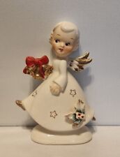 Vintage Shafford Christmas Angel Figurine 6A/225 RARE Gold Bells With Ribbon  picture