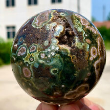 482G Natural Colorful ocean jasperquartz geode crystal sphere ball healing picture